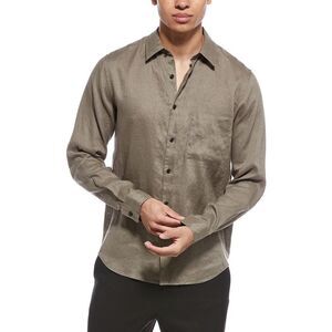 Theory Mens Irving Relaxed Linen Shirt, Green